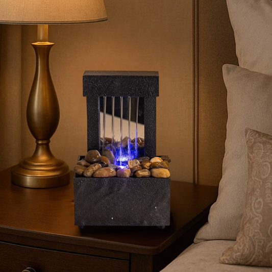 TableTop LED Fountain Decor with Decorative Stones