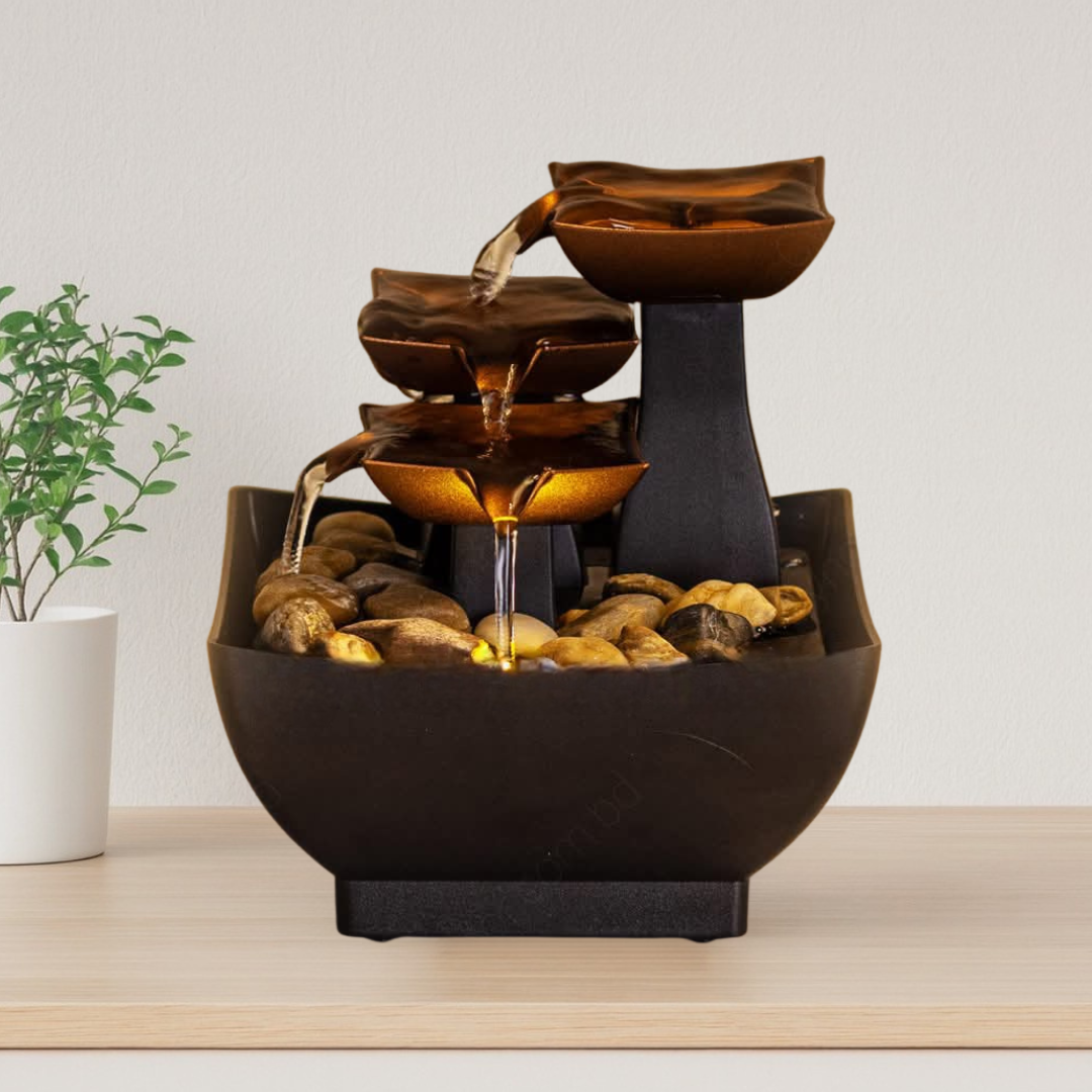 TableTop LED Fountain Decor with Decorative Stones