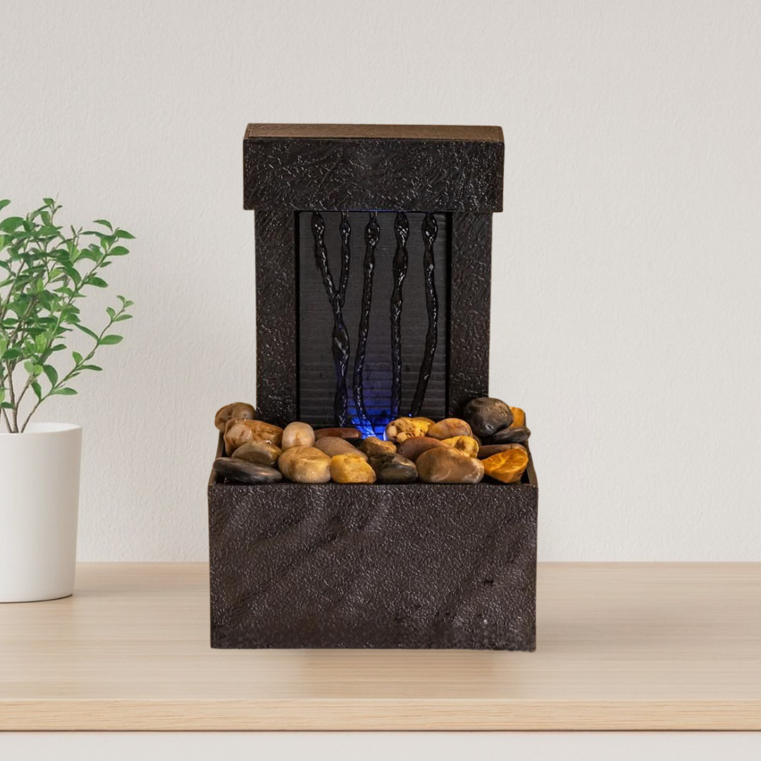 TableTop LED Fountain Decor with Decorative Stones