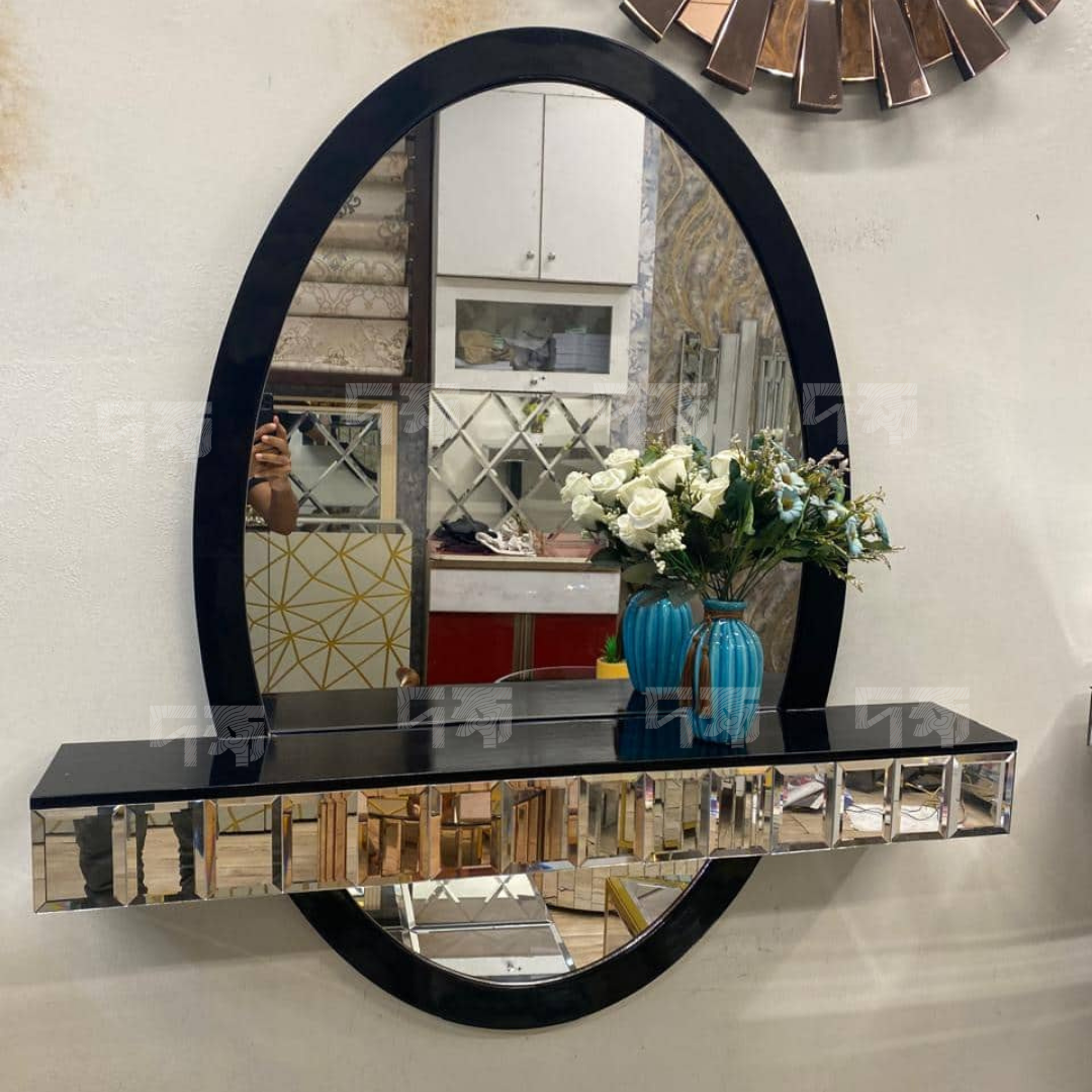 Decorative Oval mirror with shelf