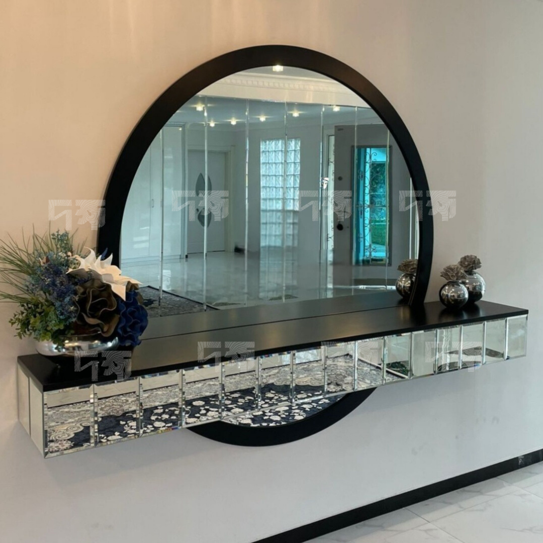 Decorative Round mirror with shelf