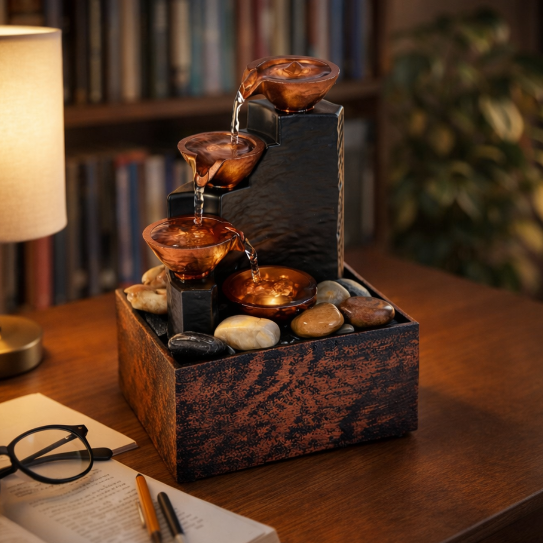 TableTop LED Fountain Decor with Decorative Stones