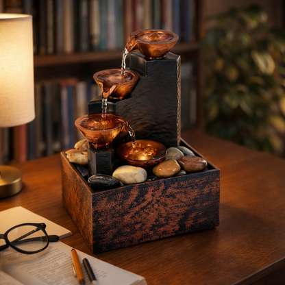 TableTop LED Fountain Decor with Decorative Stones