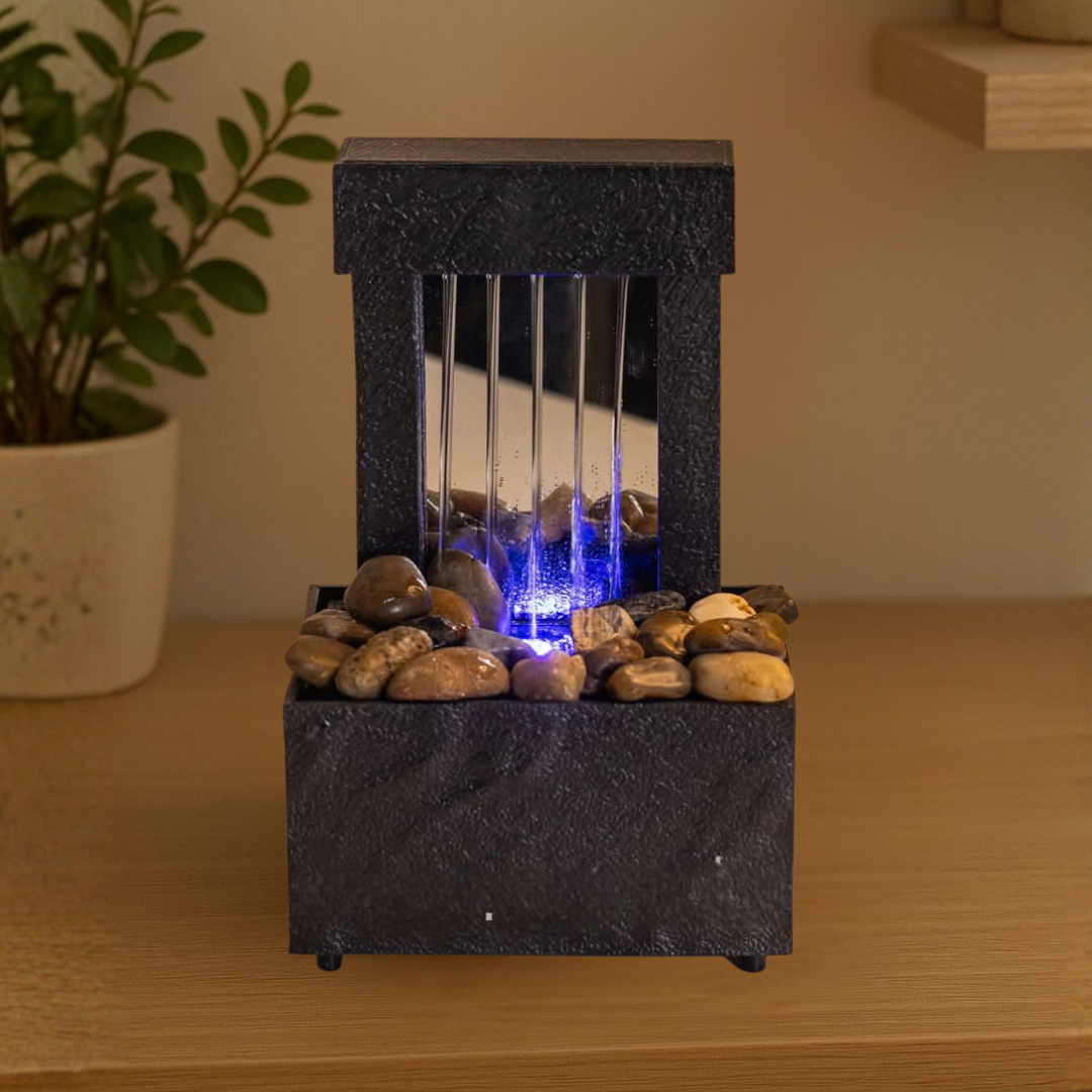 TableTop LED Fountain Decor with Decorative Stones