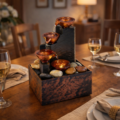 TableTop LED Fountain Decor with Decorative Stones