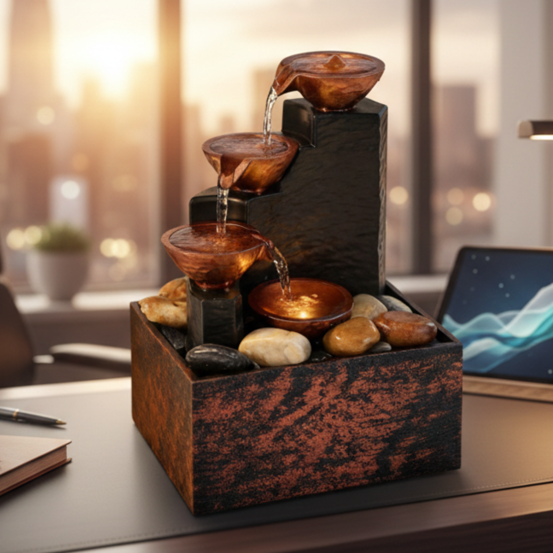 TableTop LED Fountain Decor with Decorative Stones