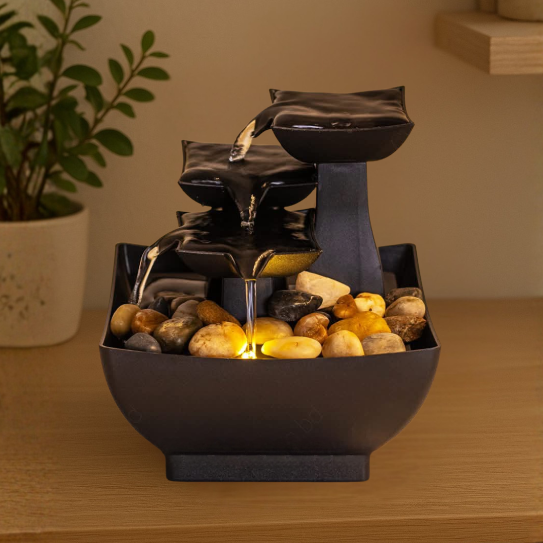 TableTop LED Fountain  Decor with Decorative Stones