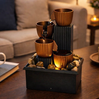 TableTop LED Fountain Decor with Decorative Stones