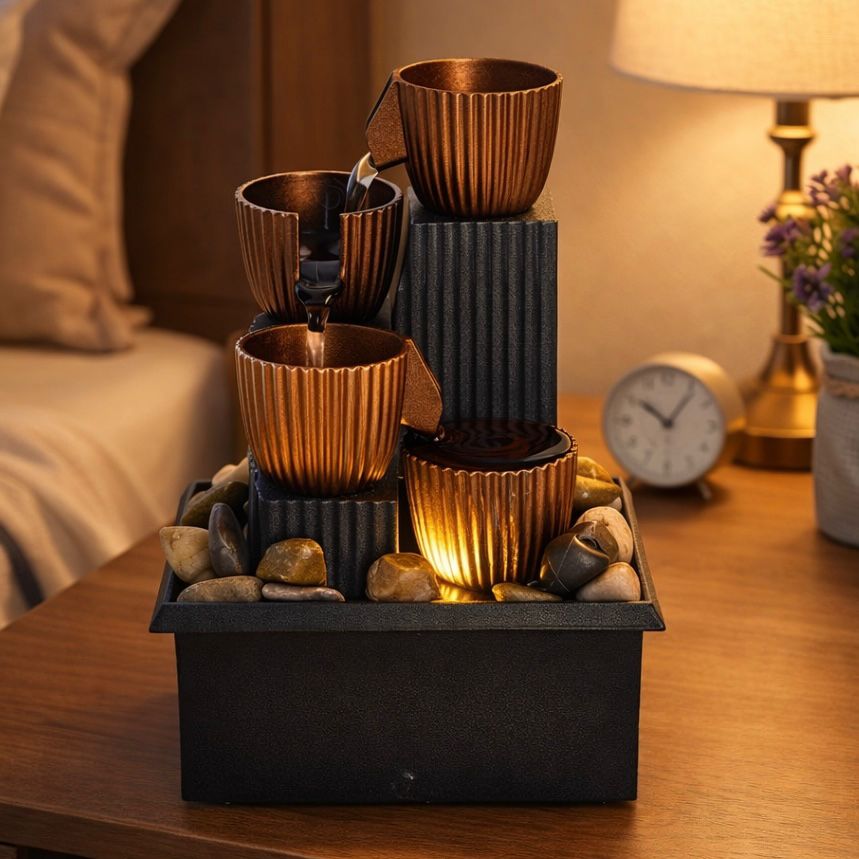 TableTop LED Fountain Decor with Decorative Stones