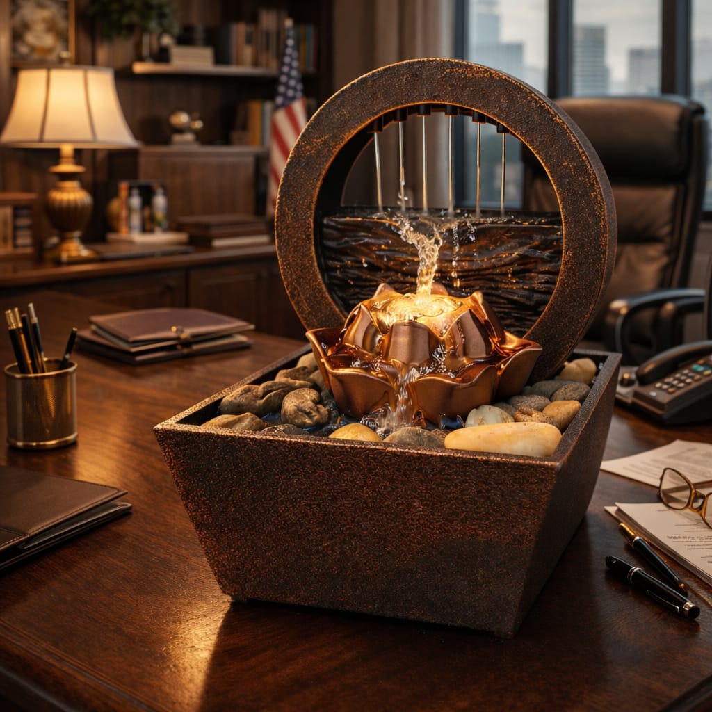 TableTop LED Fountain Decor with Decorative Stones