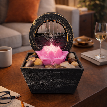 TableTop LED Fountain Decor with Decorative Stones