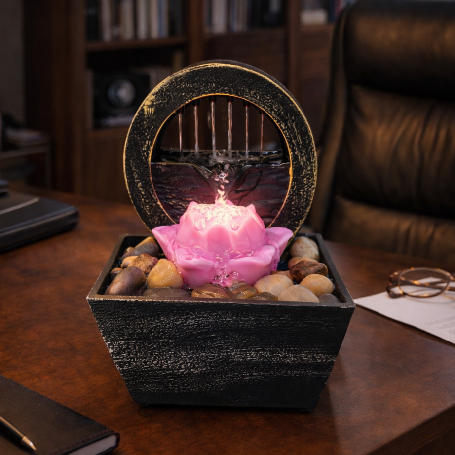 TableTop LED Fountain Decor with Decorative Stones