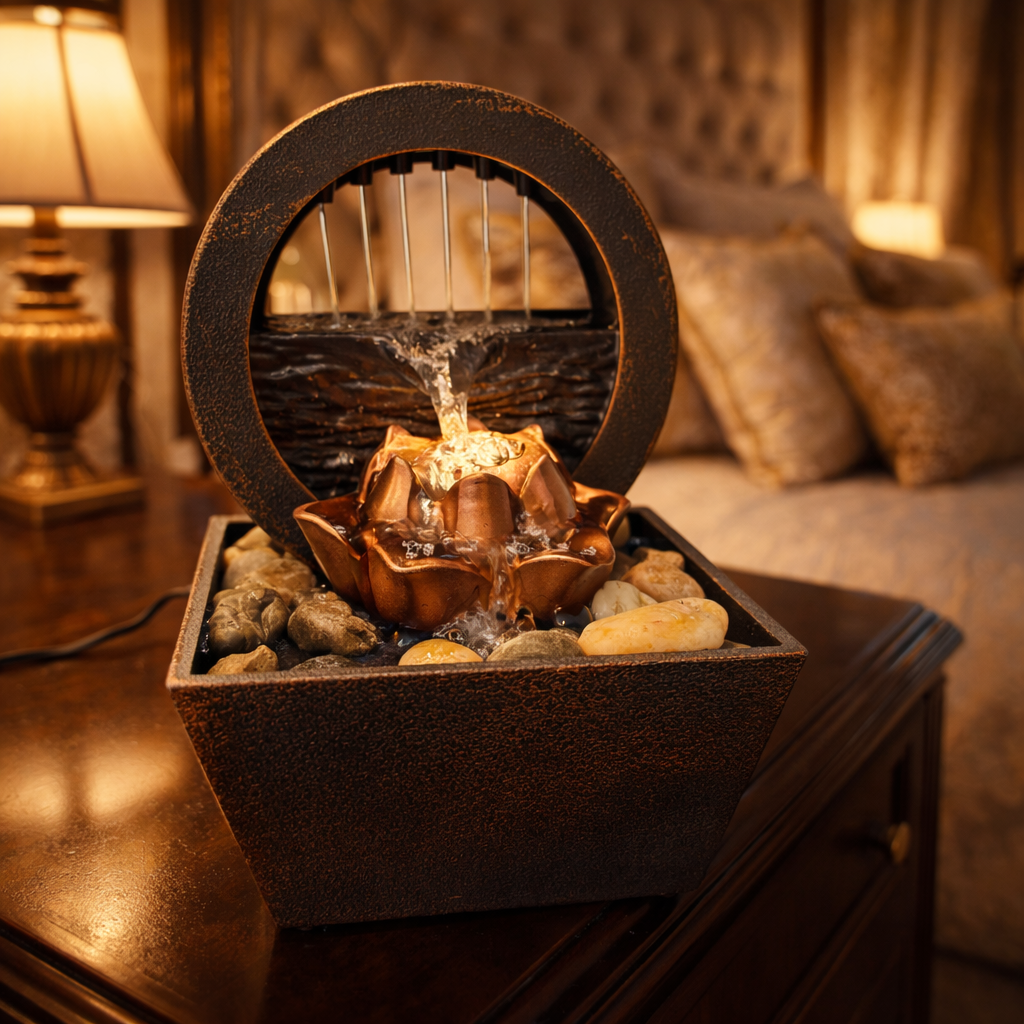 TableTop LED Fountain Decor with Decorative Stones